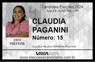 Candidato CLAUDIA PAGANINI 2024 - SALES OLIVEIRA - Eleições