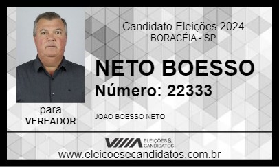 Candidato NETO BOESSO 2024 - BORACÉIA - Eleições