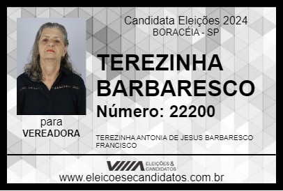 Candidato TEREZINHA BARBARESCO 2024 - BORACÉIA - Eleições