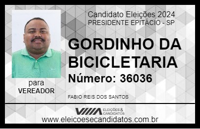 Candidato GORDINHO DA BICICLETARIA 2024 - PRESIDENTE EPITÁCIO - Eleições