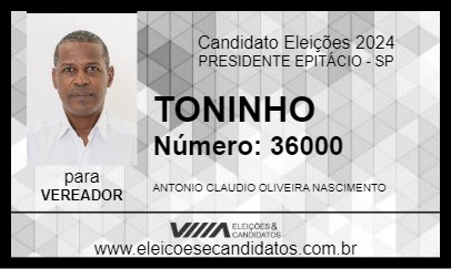 Candidato TONINHO 2024 - PRESIDENTE EPITÁCIO - Eleições