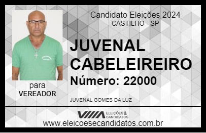 Candidato JUVENAL CABELEIREIRO 2024 - CASTILHO - Eleições