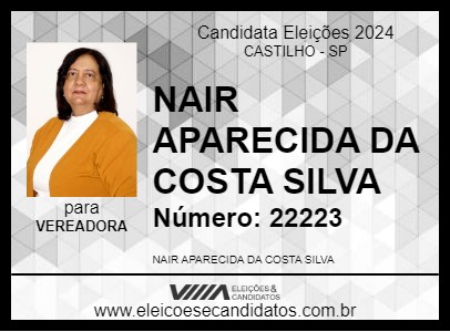 Candidato PASTORA NAIR 2024 - CASTILHO - Eleições