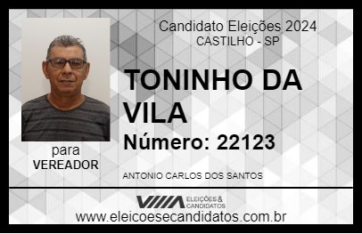 Candidato TONINHO DA VILA 2024 - CASTILHO - Eleições