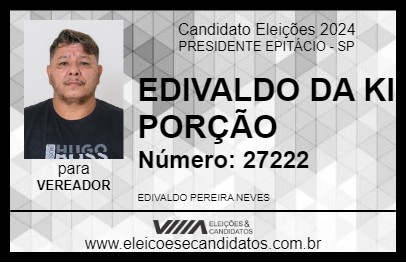 Candidato EDIVALDO DA KI PORÇÃO 2024 - PRESIDENTE EPITÁCIO - Eleições