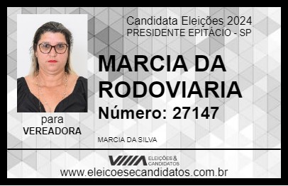 Candidato MARCIA DA RODOVIARIA 2024 - PRESIDENTE EPITÁCIO - Eleições