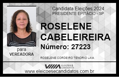 Candidato ROSELENE CABELEIREIRA 2024 - PRESIDENTE EPITÁCIO - Eleições