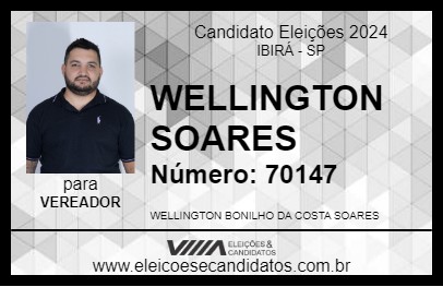 Candidato WELLINGTON SOARES 2024 - IBIRÁ - Eleições