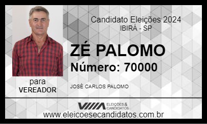 Candidato ZÉ PALOMO 2024 - IBIRÁ - Eleições