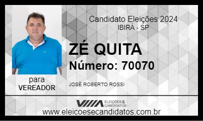 Candidato ZÉ QUITA 2024 - IBIRÁ - Eleições