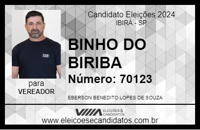 Candidato BINHO DO BIRIBA 2024 - IBIRÁ - Eleições