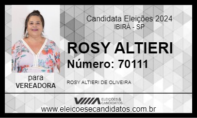 Candidato ROSY ALTIERI 2024 - IBIRÁ - Eleições