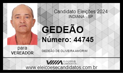 Candidato GEDEÃO 2024 - INDIANA - Eleições