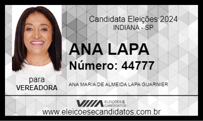 Candidato ANA LAPA 2024 - INDIANA - Eleições