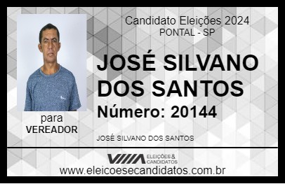 Candidato JOSÉ SILVANO DOS SANTOS 2024 - PONTAL - Eleições