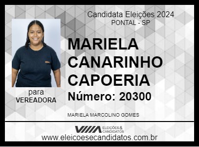 Candidato MARIELA CANARINHO CAPOERIA 2024 - PONTAL - Eleições