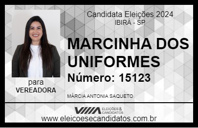 Candidato MARCINHA DOS UNIFORMES 2024 - IBIRÁ - Eleições