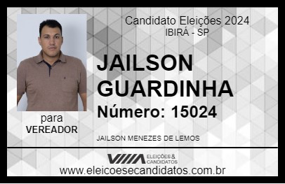 Candidato JAILSON GUARDINHA 2024 - IBIRÁ - Eleições