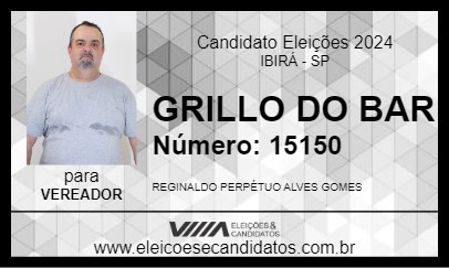 Candidato GRILLO DO BAR 2024 - IBIRÁ - Eleições