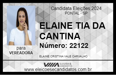 Candidato ELAINE TIA DA CANTINA 2024 - PONTAL - Eleições