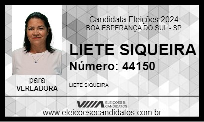 Candidato LIETE SIQUEIRA 2024 - BOA ESPERANÇA DO SUL - Eleições