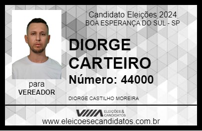 Candidato DIORGE CARTEIRO 2024 - BOA ESPERANÇA DO SUL - Eleições