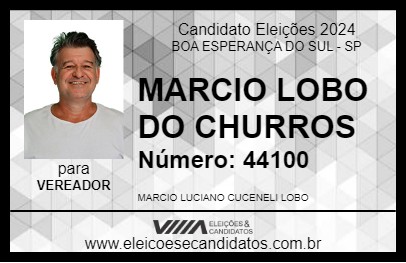 Candidato MARCIO LOBO DO CHURROS 2024 - BOA ESPERANÇA DO SUL - Eleições