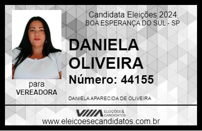 Candidato DANIELA OLIVEIRA 2024 - BOA ESPERANÇA DO SUL - Eleições