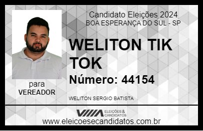 Candidato WELITON TIK TOK 2024 - BOA ESPERANÇA DO SUL - Eleições