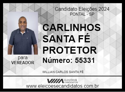 Candidato CARLINHOS SANTA FÉ PROTETOR 2024 - PONTAL - Eleições