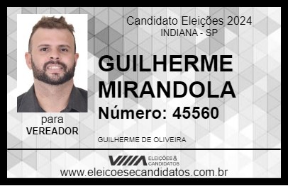 Candidato GUILHERME MIRANDOLA 2024 - INDIANA - Eleições