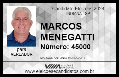 Candidato MARCOS MENEGATTI 2024 - INDIANA - Eleições