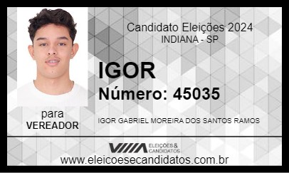 Candidato IGOR 2024 - INDIANA - Eleições