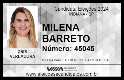 Candidato MILENA BARRETO 2024 - INDIANA - Eleições