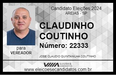 Candidato CLAUDINHO COUTINHO 2024 - AREIAS - Eleições