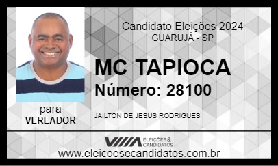 Candidato MC TAPIOCA 2024 - GUARUJÁ - Eleições