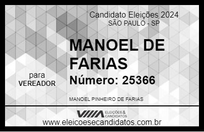 Candidato MANOEL DE FARIAS 2024 - SÃO PAULO - Eleições