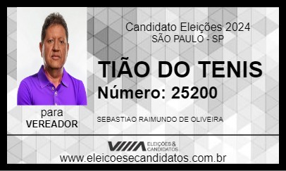 Candidato TIÃO DO TENIS 2024 - SÃO PAULO - Eleições