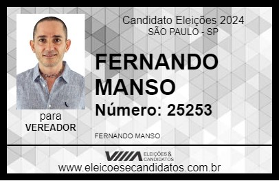 Candidato FERNANDO MANSO 2024 - SÃO PAULO - Eleições