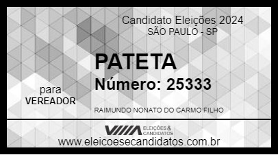 Candidato PATETA 2024 - SÃO PAULO - Eleições