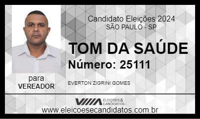 Candidato TOM DA SAÚDE 2024 - SÃO PAULO - Eleições