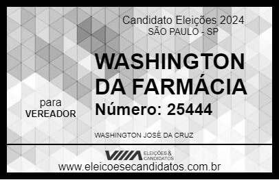 Candidato WASHINGTON DA FARMÁCIA 2024 - SÃO PAULO - Eleições