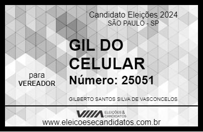 Candidato GIL DO CELULAR 2024 - SÃO PAULO - Eleições