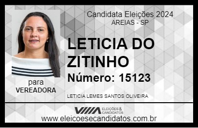 Candidato LETICIA DO ZITINHO 2024 - AREIAS - Eleições