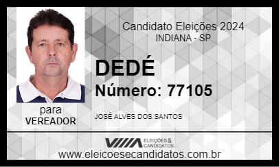 Candidato DEDÉ 2024 - INDIANA - Eleições