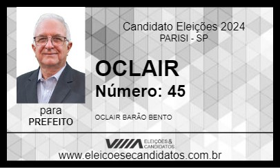 Candidato OCLAIR BENTO 2024 - PARISI - Eleições