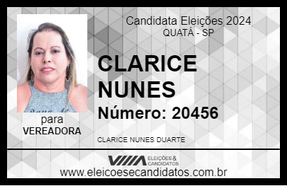 Candidato CLARICE NUNES 2024 - QUATÁ - Eleições