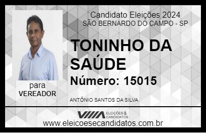 Candidato TONINHO DA SAÚDE 2024 - SÃO BERNARDO DO CAMPO - Eleições