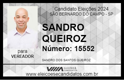 Candidato SANDRO QUEIROZ 2024 - SÃO BERNARDO DO CAMPO - Eleições