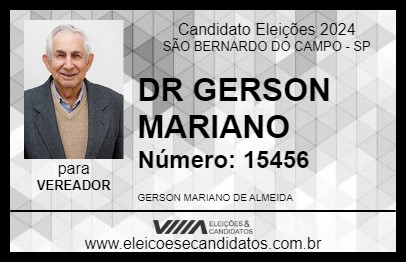 Candidato DR GERSON MARIANO 2024 - SÃO BERNARDO DO CAMPO - Eleições